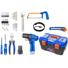 Wadfow Caja de Herramientas Manuales y Bateria 76 Piezas (Carga Celu)