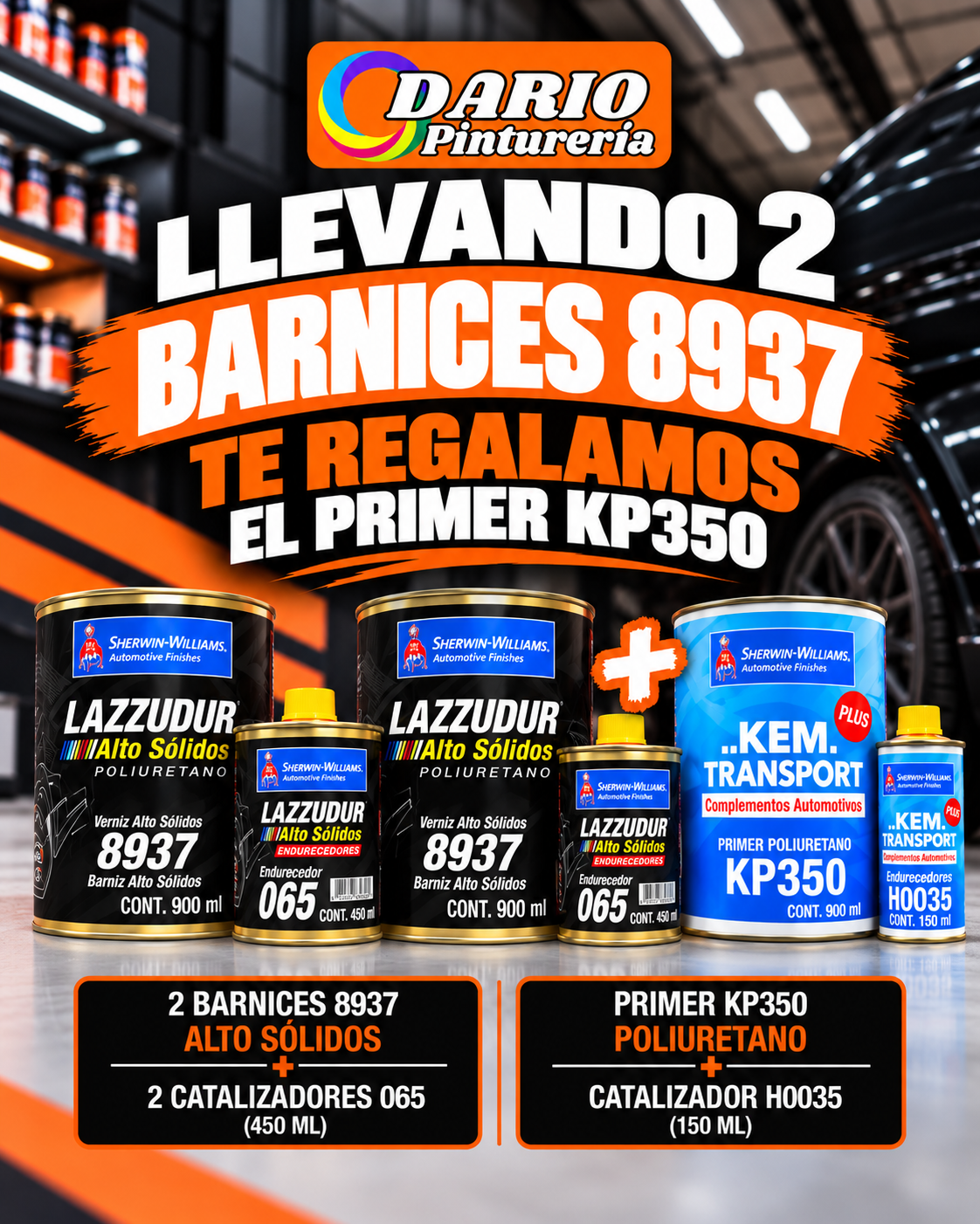 Combo 2 Barnices 8937 + 1 Primer KP350 de Regalo!